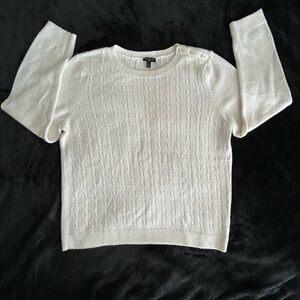 Talbots Cable Knit Crewneck Sweater Womens XLp XL P Petite Ivory Cream Pullover